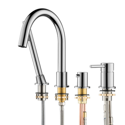 Halo Deck Mounted Bathtub Faucet with Hand Shower