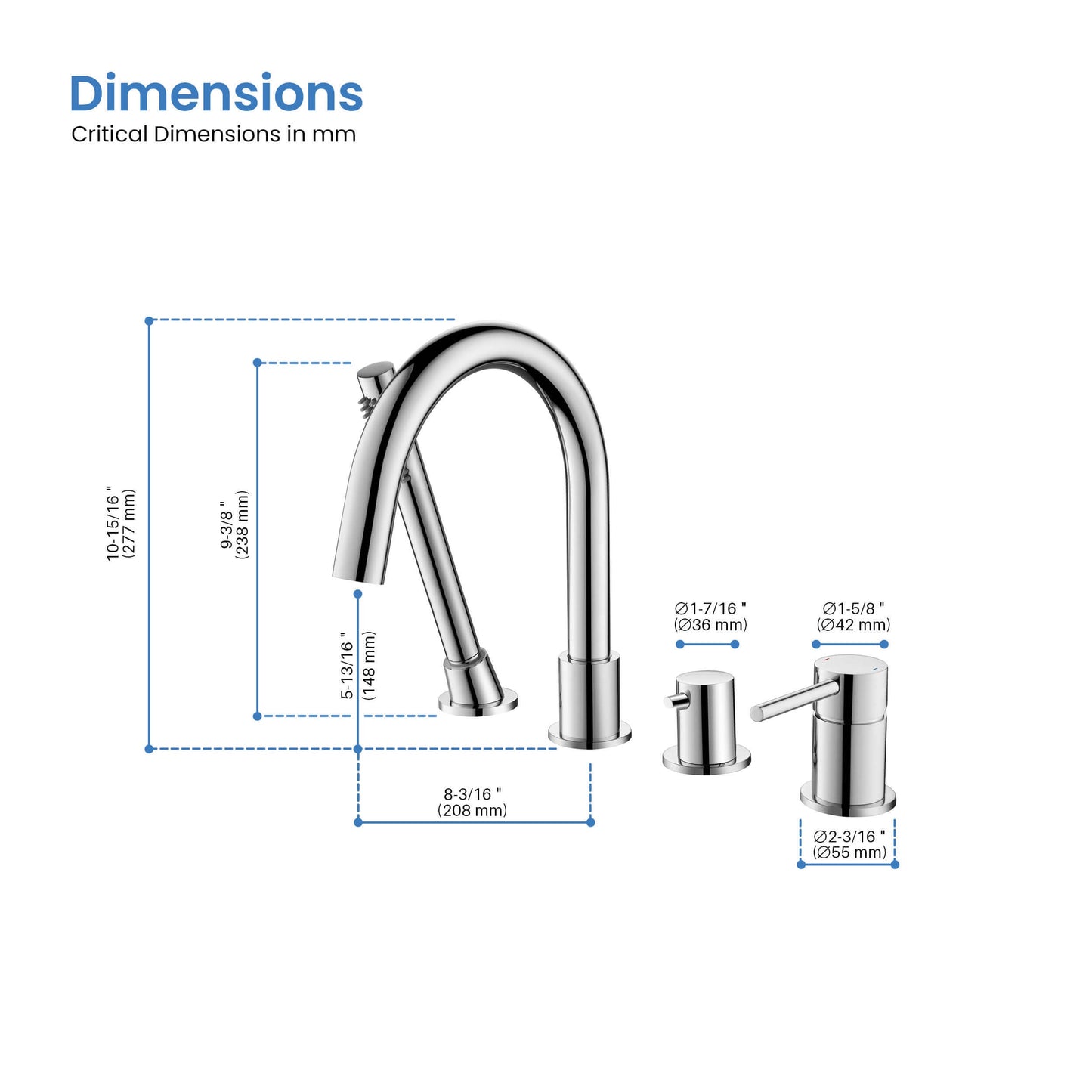 Halo Deck Mounted Bathtub Faucet with Hand Shower