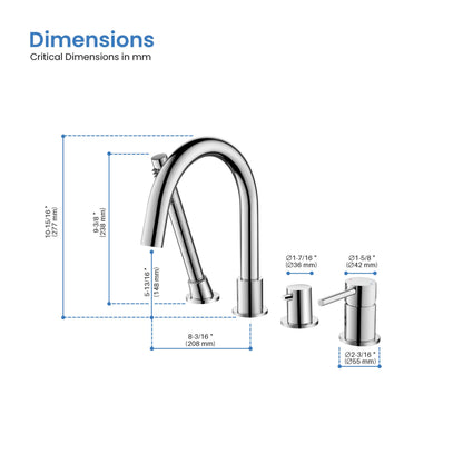 Halo Deck Mounted Bathtub Faucet with Hand Shower