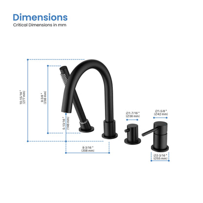 Halo Deck Mounted Bathtub Faucet with Hand Shower