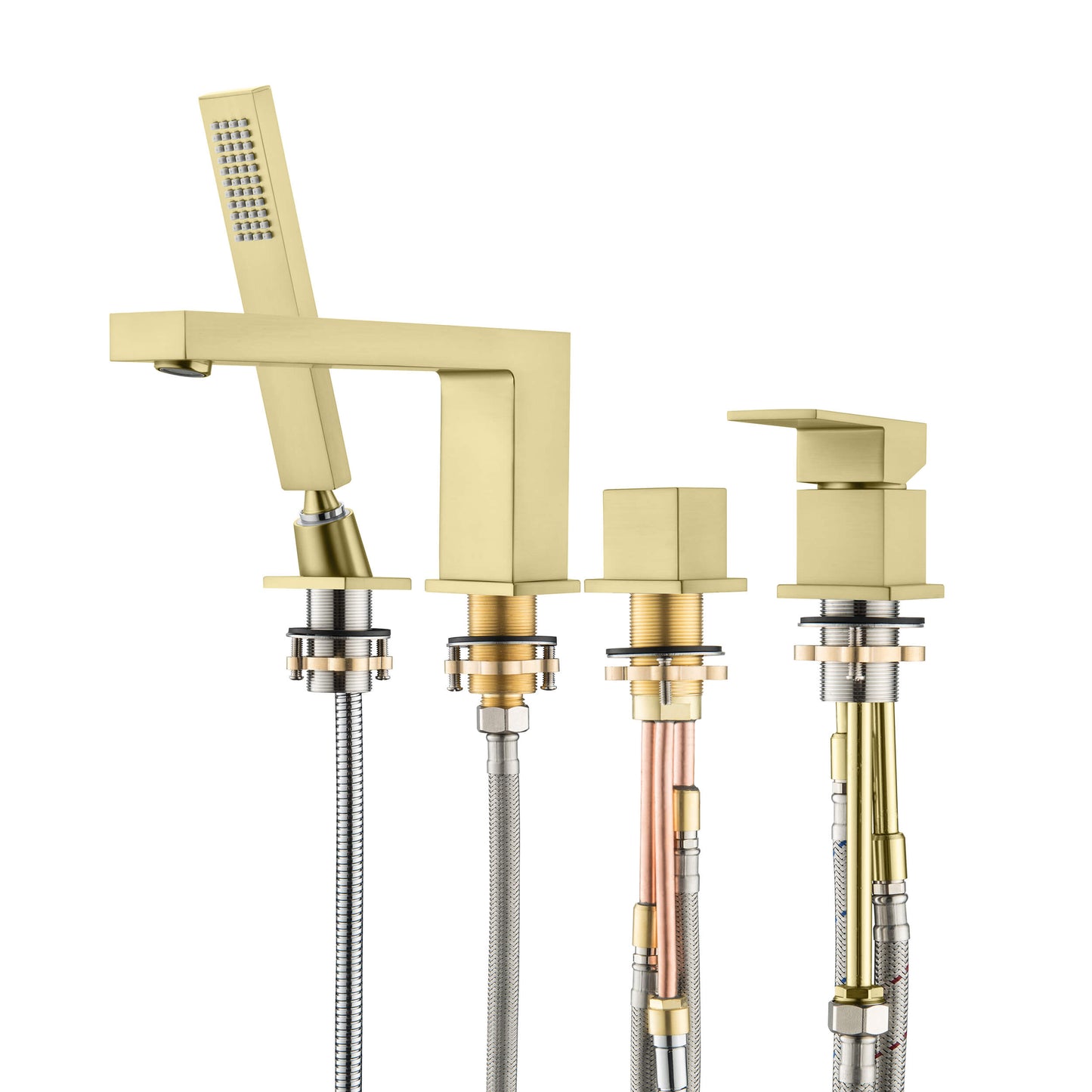 Quadra Deck Mounted Bathtub Faucet with Hand Shower
