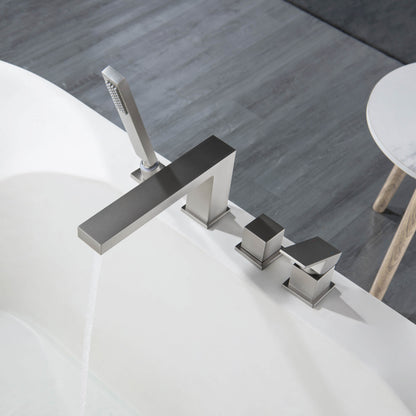 Quadra Deck Mounted Bathtub Faucet with Hand Shower