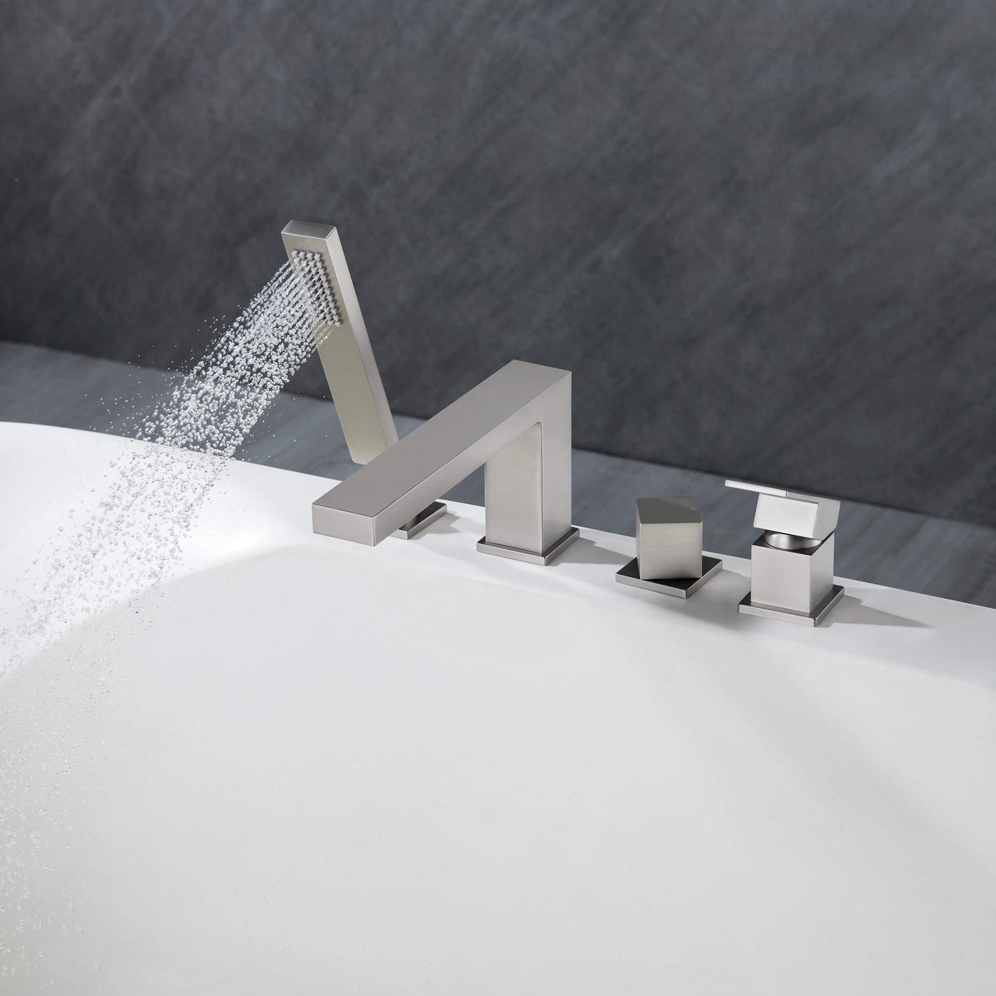 Quadra Deck Mounted Bathtub Faucet with Hand Shower