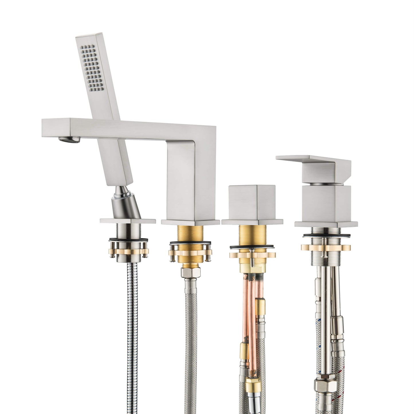 Quadra Deck Mounted Bathtub Faucet with Hand Shower
