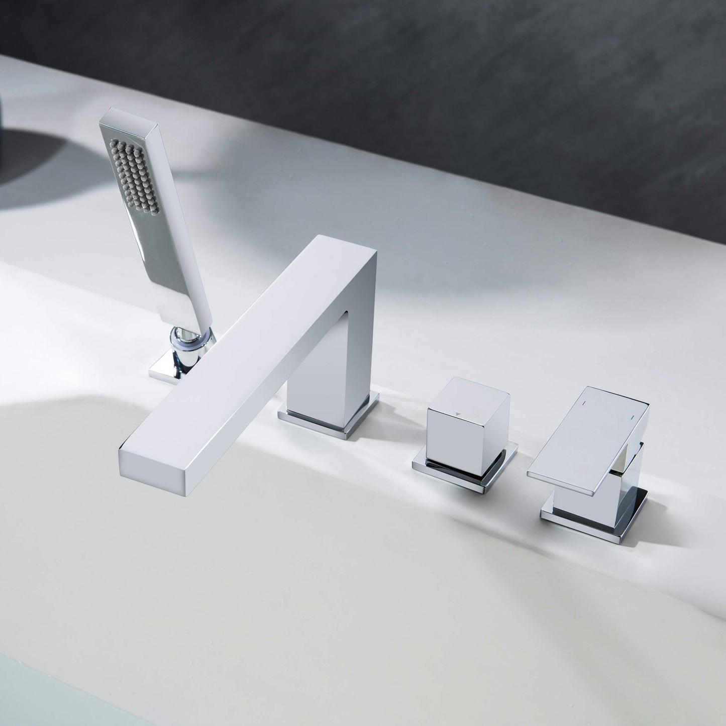 Quadra Deck Mounted Bathtub Faucet with Hand Shower