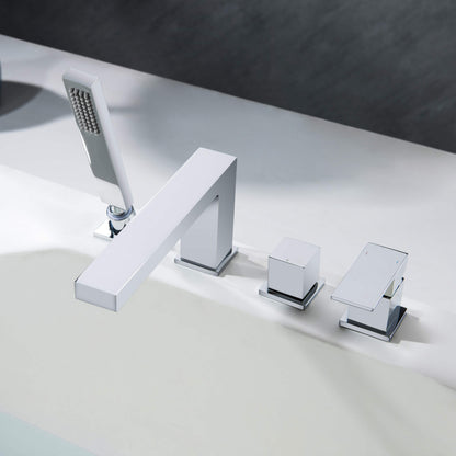 Quadra Deck Mounted Bathtub Faucet with Hand Shower