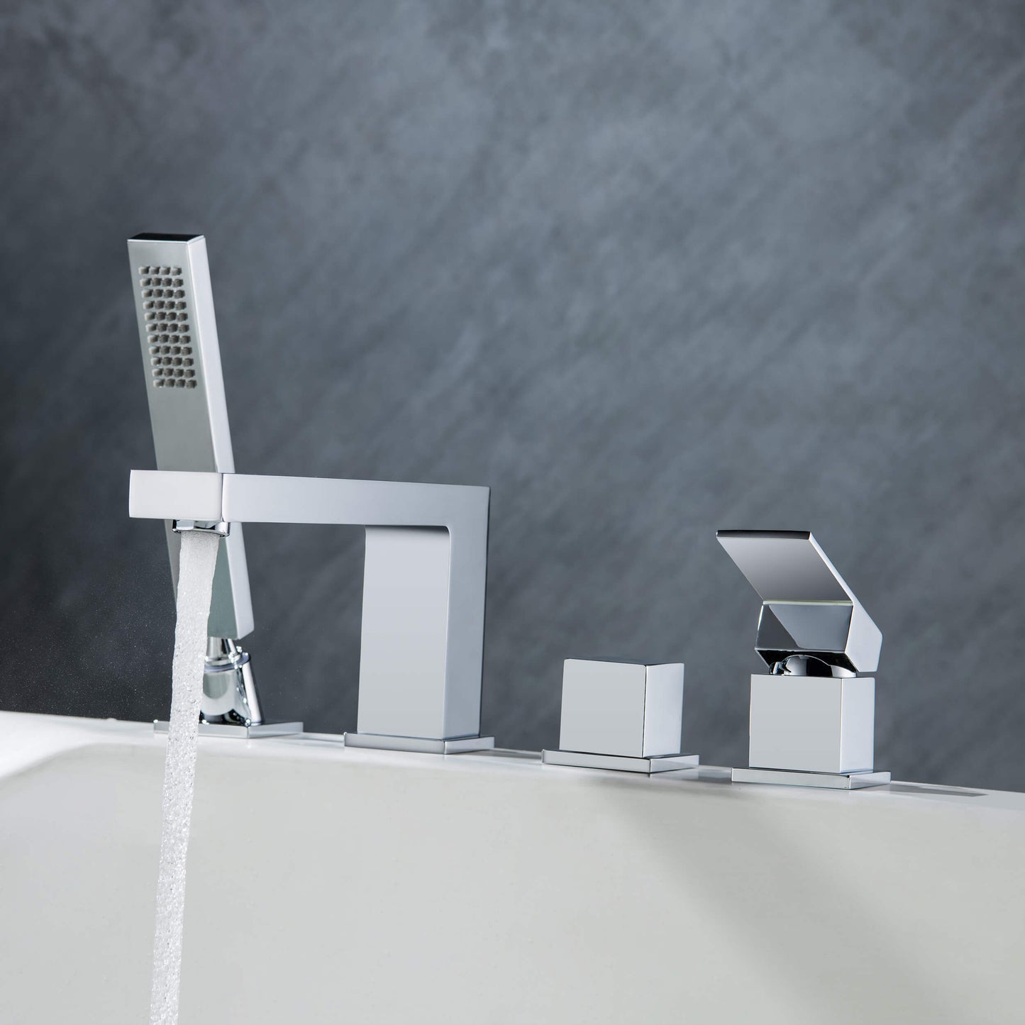 Quadra Deck Mounted Bathtub Faucet with Hand Shower