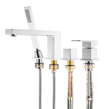 Quadra Deck Mounted Bathtub Faucet with Hand Shower