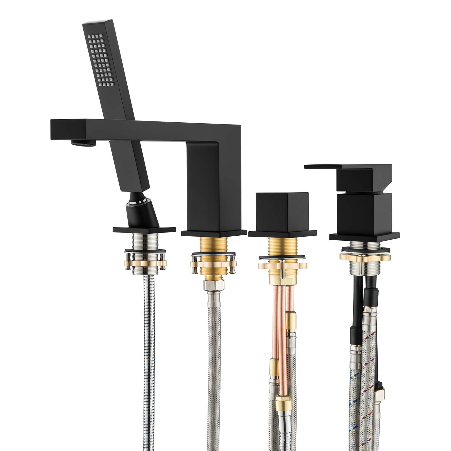 Quadra Deck Mounted Bathtub Faucet with Hand Shower