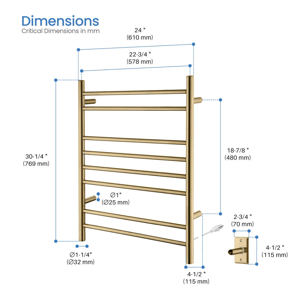 24" x 30-1/4" Wall Mounted ETL Certified Stainless Steel Towel Warmer