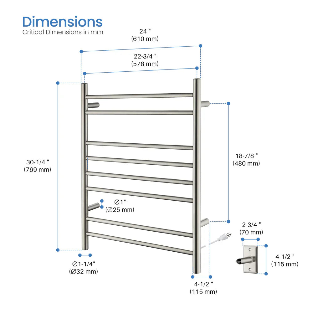 24" x 30-1/4" Wall Mounted ETL Certified Stainless Steel Towel Warmer