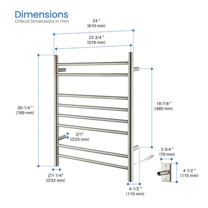 24" x 30-1/4" Wall Mounted ETL Certified Stainless Steel Towel Warmer