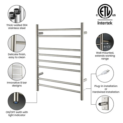 24" x 30-1/4" Wall Mounted ETL Certified Stainless Steel Towel Warmer