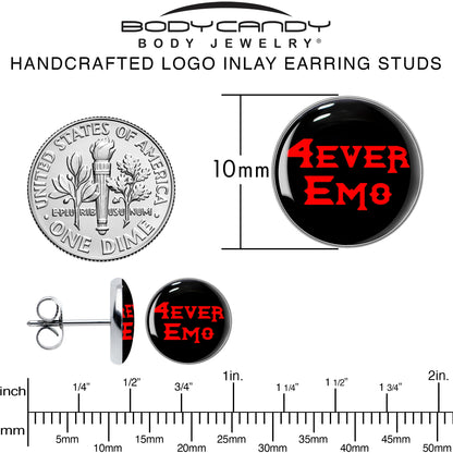Black Red 4 Ever Emo Stud Earrings by Onyx O