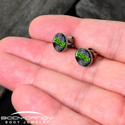 Logo Baked Stoner Stud Earrings by Onyx O