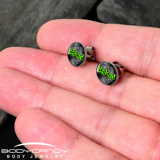 Logo Baked Stoner Stud Earrings by Onyx O