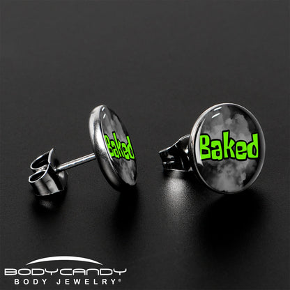 Logo Baked Stoner Stud Earrings by Onyx O