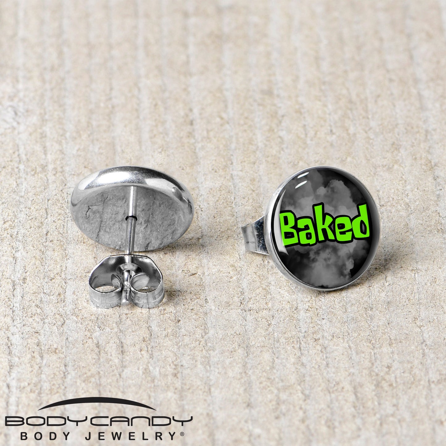 Logo Baked Stoner Stud Earrings by Onyx O