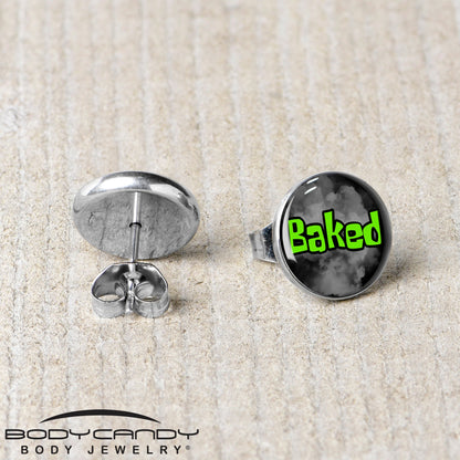 Logo Baked Stoner Stud Earrings by Onyx O