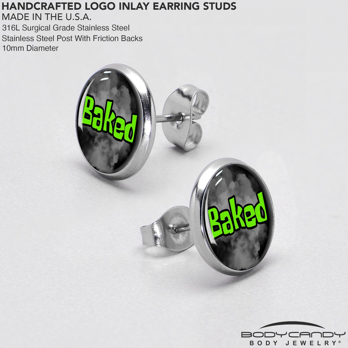 Logo Baked Stoner Stud Earrings by Onyx O