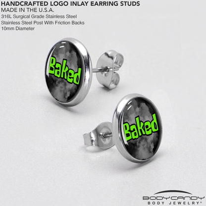 Logo Baked Stoner Stud Earrings by Onyx O