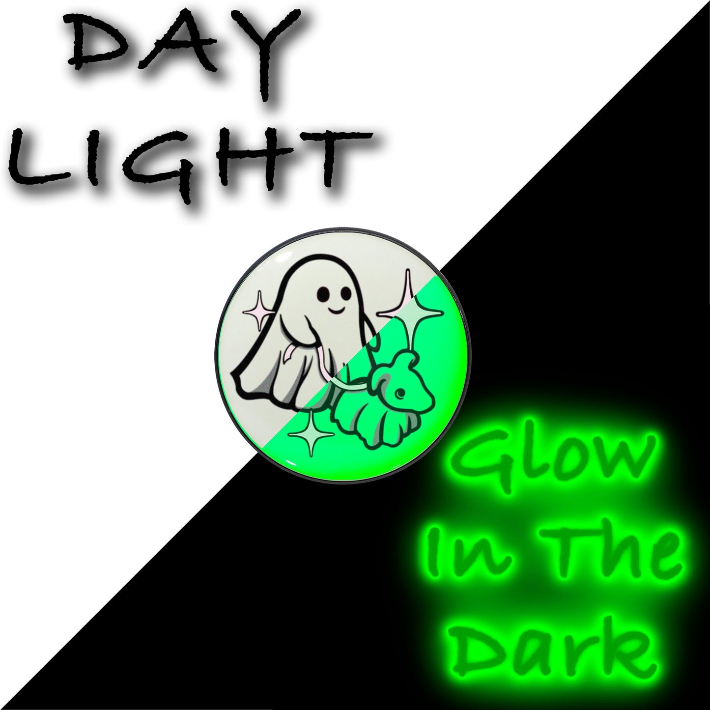 Black Anodized Halloween Ghost Dog Walker Glow in the Dark Stud Earrings by Onyx O