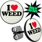Black Anodized I Love Weed Glow in the Dark Stud Earrings by Onyx O