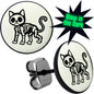 Black Anodized Skeleton Kitty Cat Glow in the Dark Stud Earrings by Onyx O