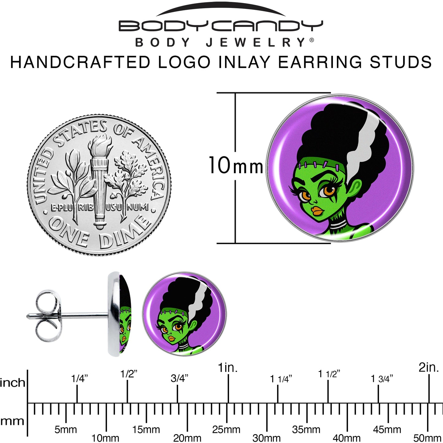 Bride of Frankenstein Stud Earrings by Onyx O
