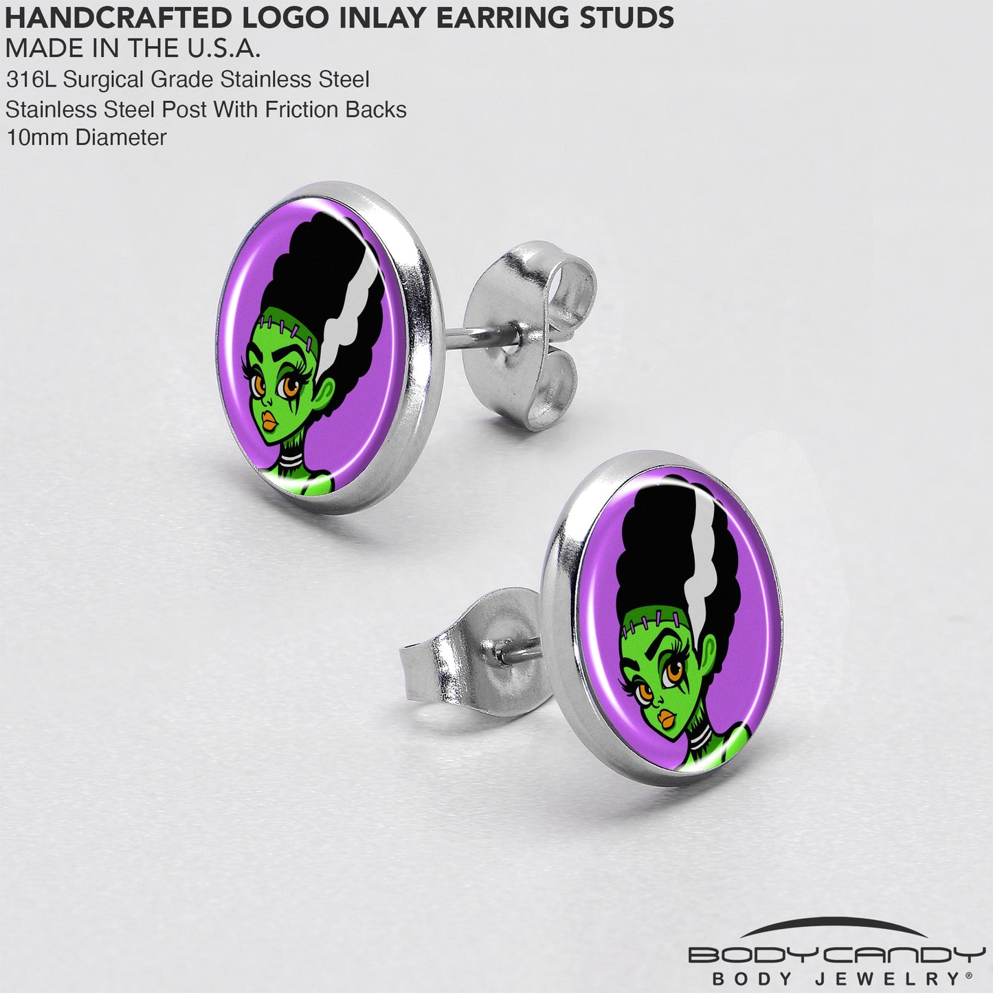 Bride of Frankenstein Stud Earrings by Onyx O