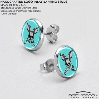 Bunny and Crossbones Stud Earrings by Onyx O