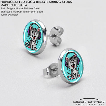 Heavy Metal Kitty Cat Stud Earrings by Onyx O