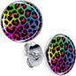 Rainbow Cheetah Print Stud Earrings by Onyx O