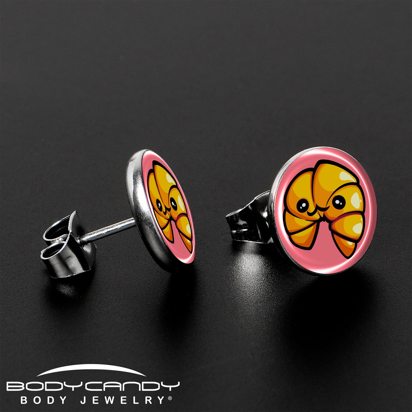 Quaso Croissant Stud Earrings by Onyx O