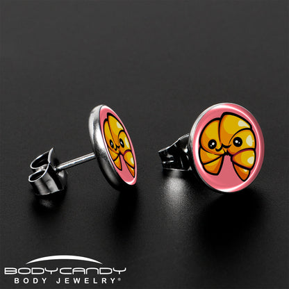 Quaso Croissant Stud Earrings by Onyx O