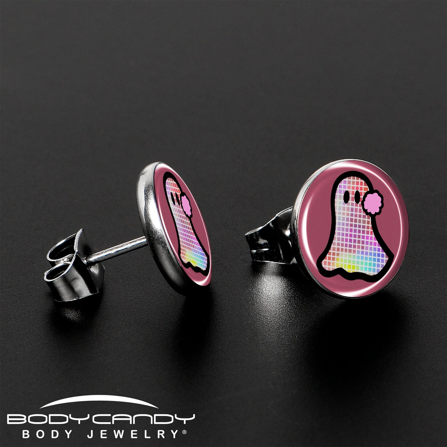 Disco Spirit Ghost Stud Earrings by Onyx O