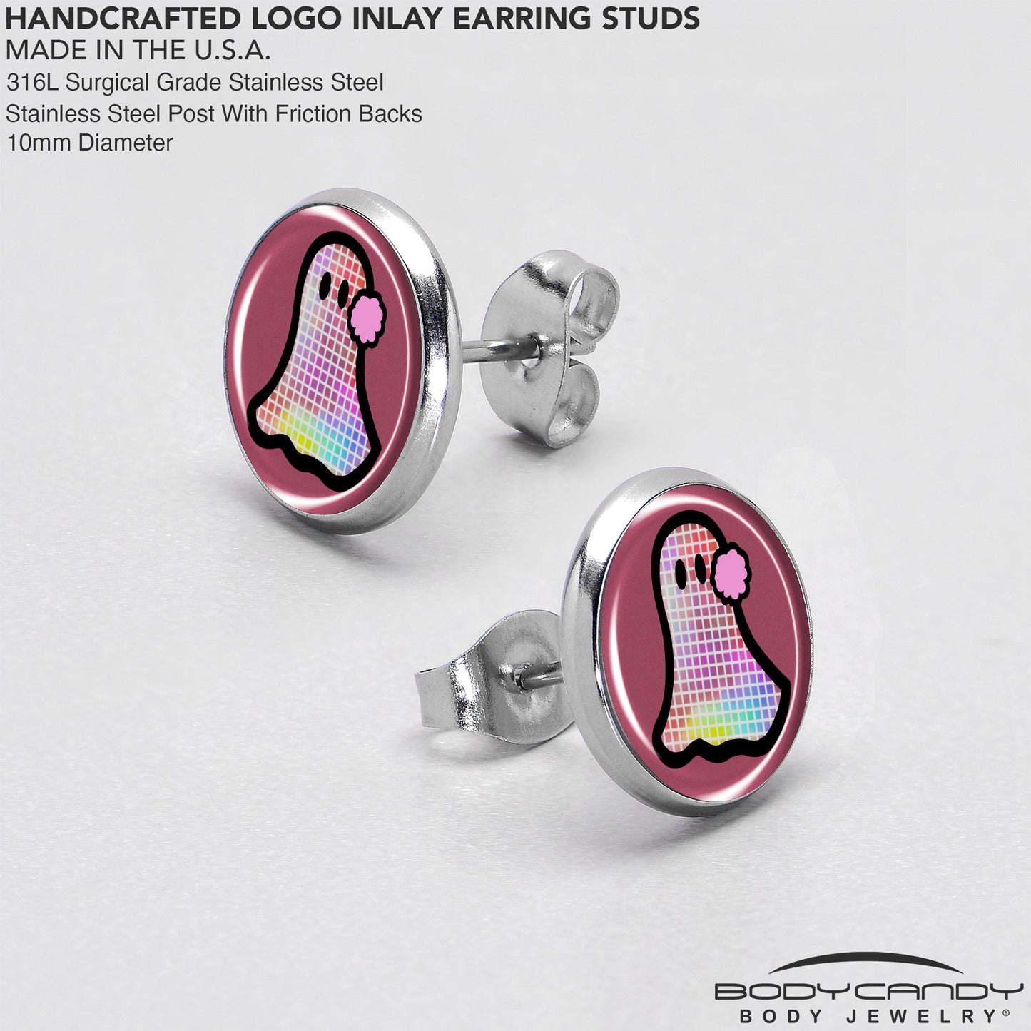 Disco Spirit Ghost Stud Earrings by Onyx O