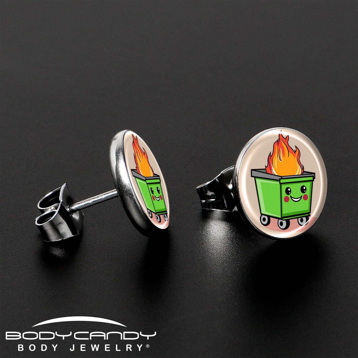 Dumpster Fire Stud Earrings by Onyx O