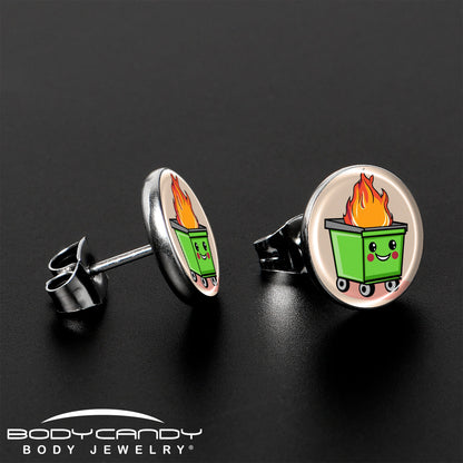 Dumpster Fire Stud Earrings by Onyx O