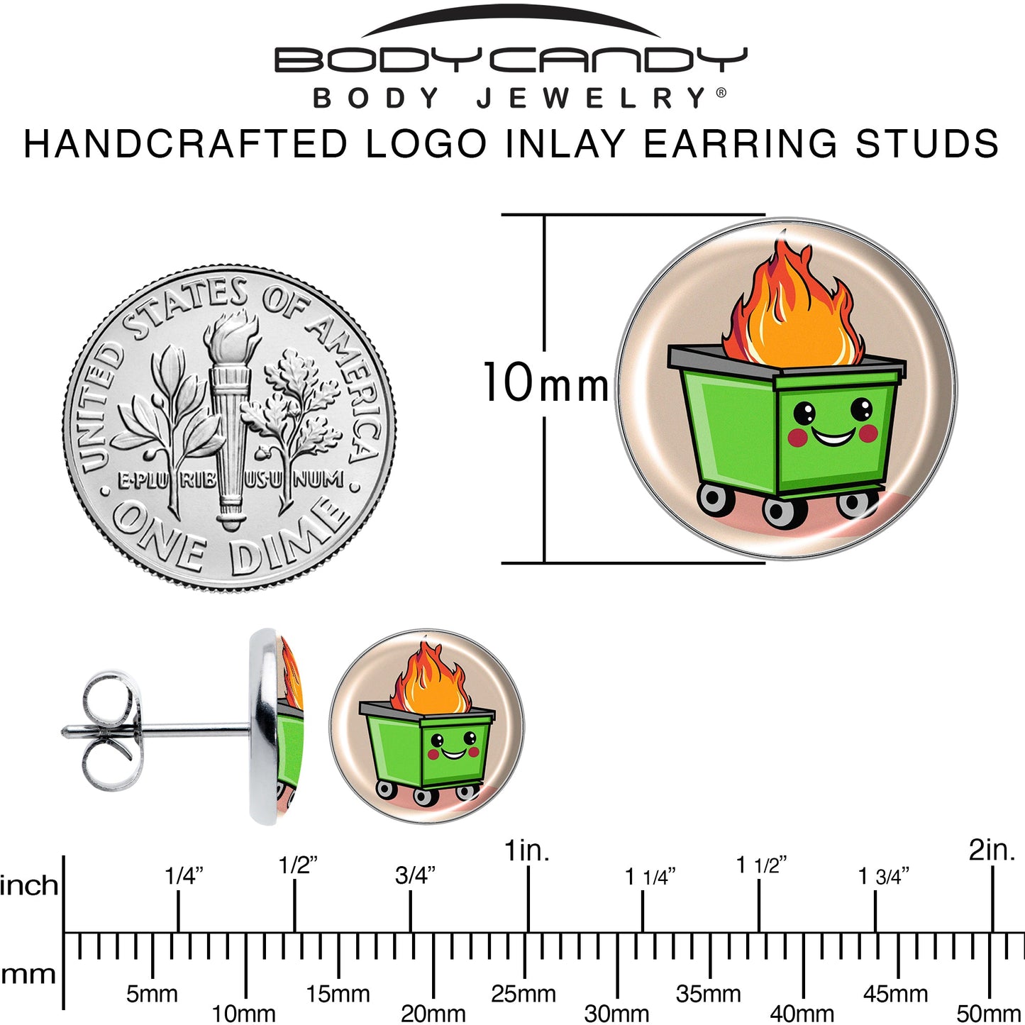 Dumpster Fire Stud Earrings by Onyx O