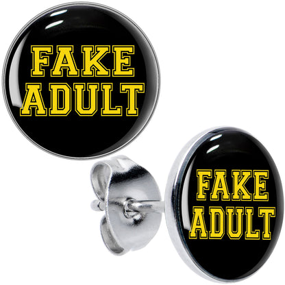 Black Yellow Fake Adult Stud Earrings by Onyx O