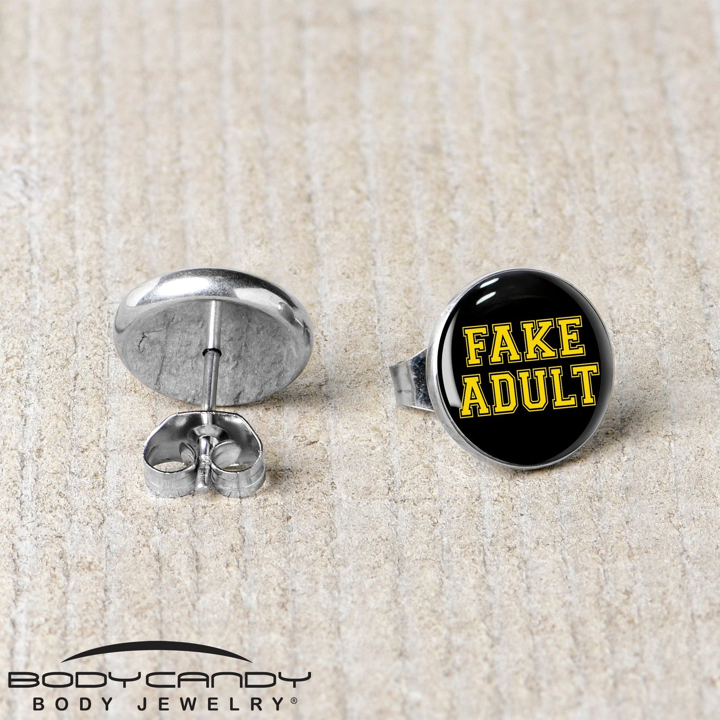 Black Yellow Fake Adult Stud Earrings by Onyx O