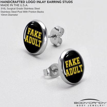 Black Yellow Fake Adult Stud Earrings by Onyx O