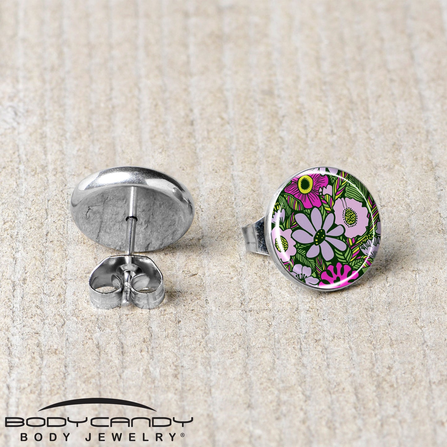 Blossom Creation Paradise of Pink Flowers Stud Earrings by Onyx O
