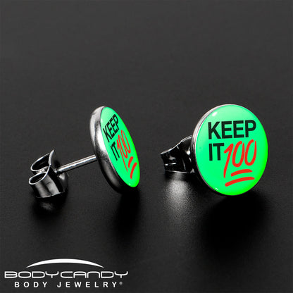 Keep it 100 Glow in the Dark Stud Earrings by Onyx O