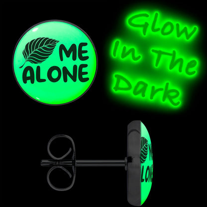 Leaf Me Alone Glow in the Dark Stud Earrings by Onyx O