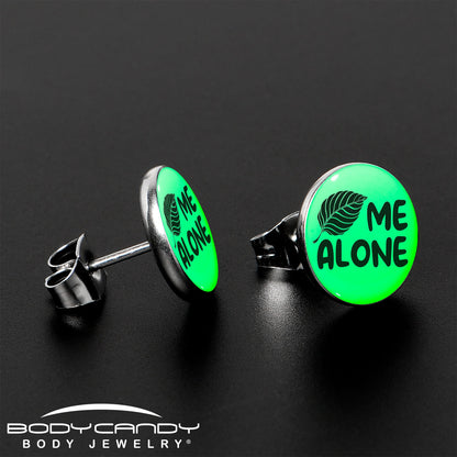 Leaf Me Alone Glow in the Dark Stud Earrings by Onyx O