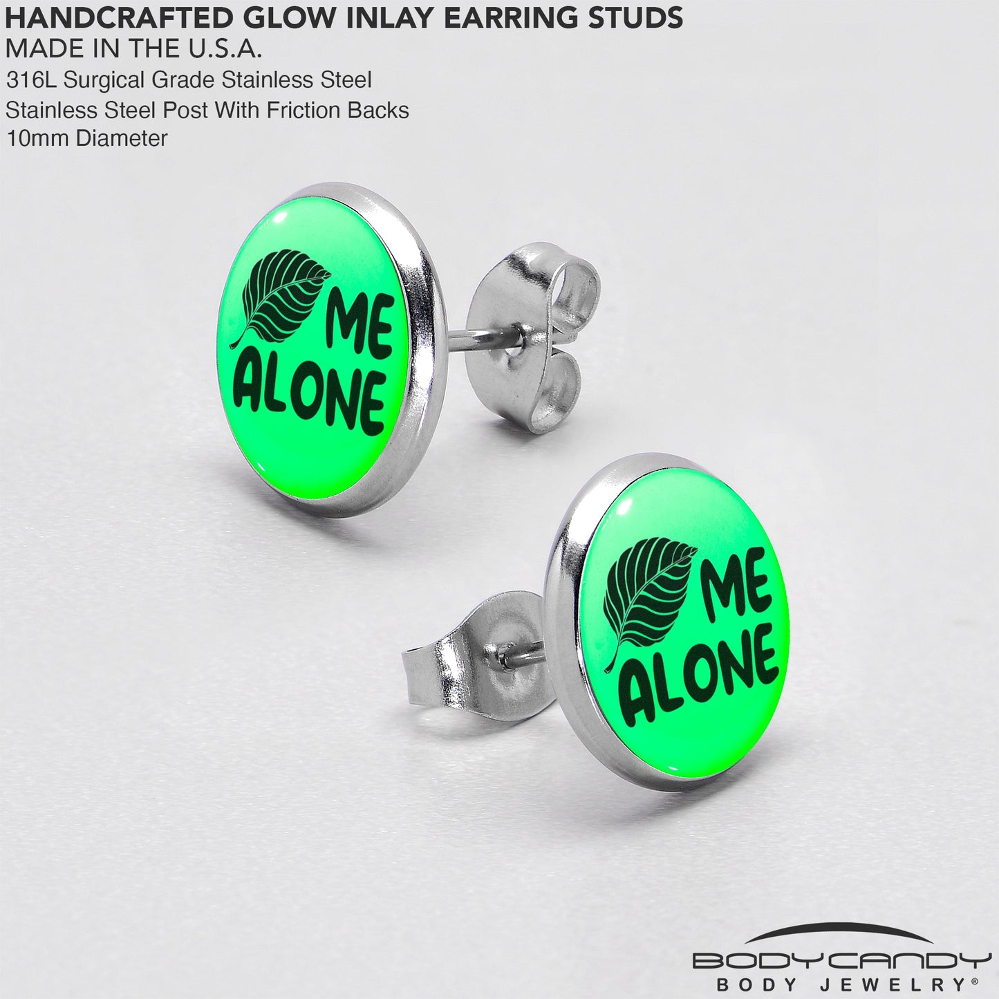 Leaf Me Alone Glow in the Dark Stud Earrings by Onyx O