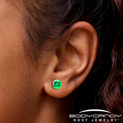 Leaf Me Alone Glow in the Dark Stud Earrings by Onyx O