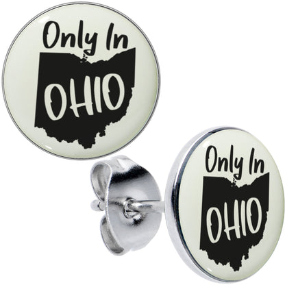 Only in Ohio Glow in the Dark Stud Earrings by Onyx O
